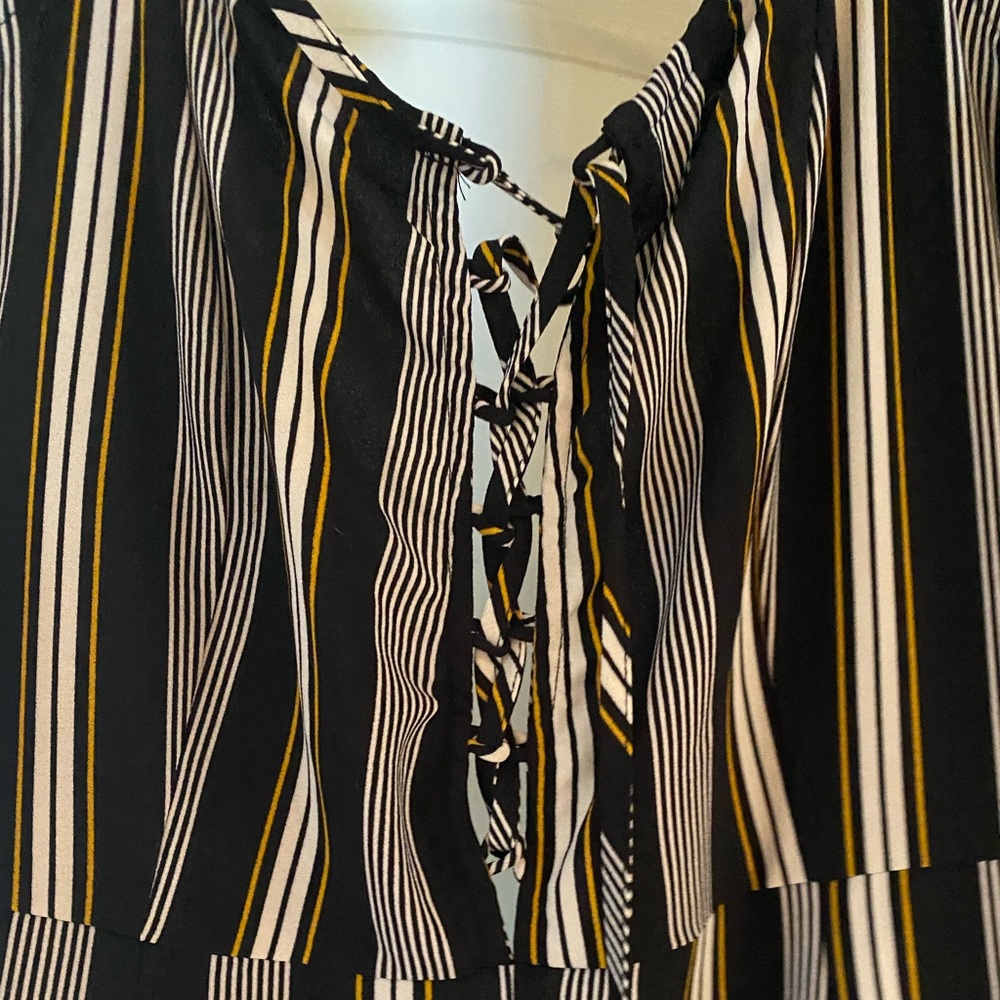 Black yellow and white pants  jumpsuit
